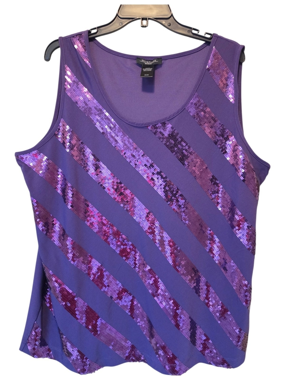 Stunning Purple Sequin Diagonal Stripe Tank Top Size 3X - Picture 3 of 4